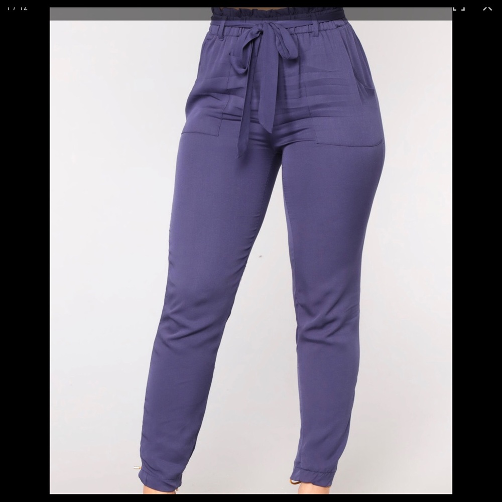 Fashion Nova Navy blue Tie Waist pants